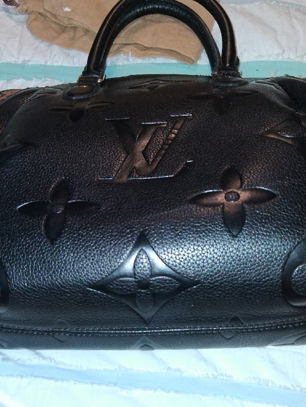 Black Embossed Monogram Purse with Leopard Side Panels, **No Bundle, Firm Price* - Picture 12 of 16